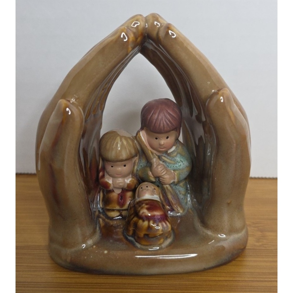 Nativity Mighty Hands of Love Children's Bisque by Dicksons Family Christian Vtg